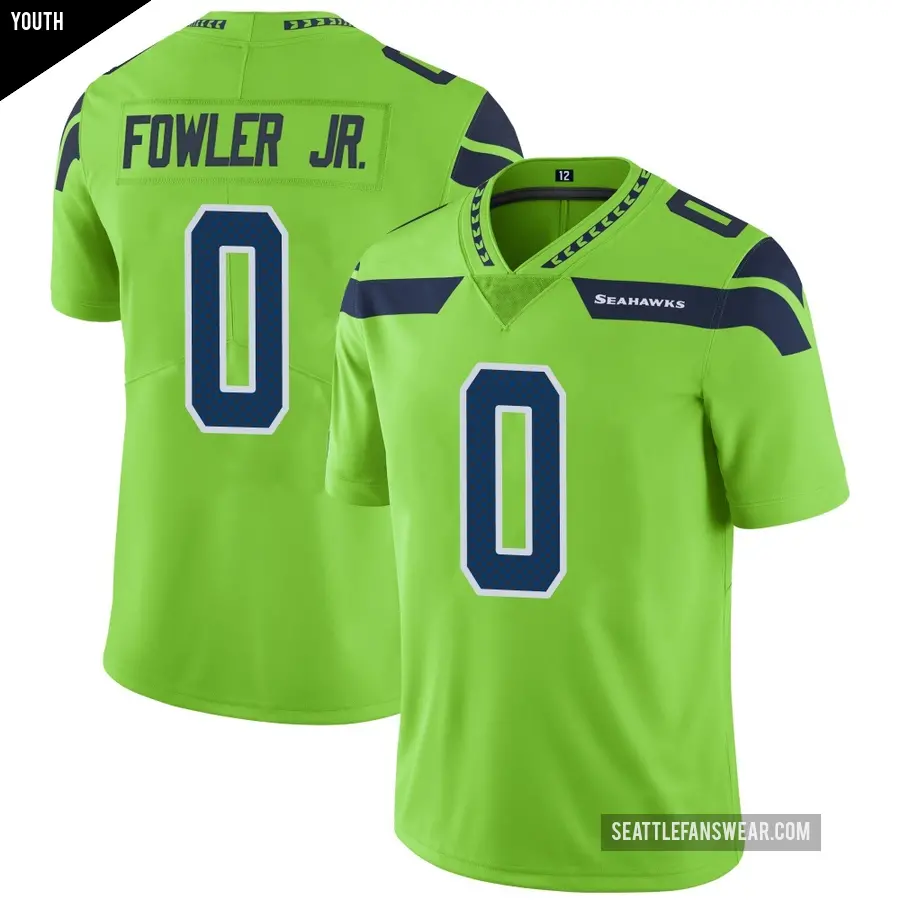 Youth Seattle Seahawks ＃0 Dante Fowler Jr. Green Limited Color Rush Neon Jersey