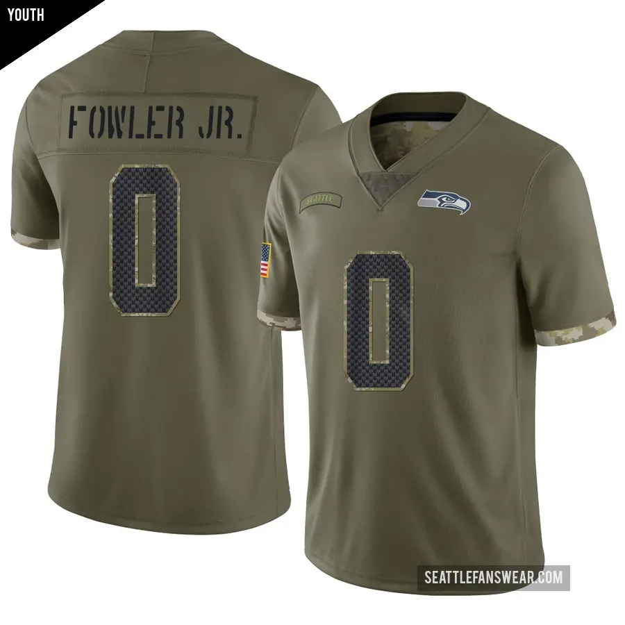 Youth Seattle Seahawks ＃0 Dante Fowler Jr. Olive Limited 2022 Salute To Service Jersey
