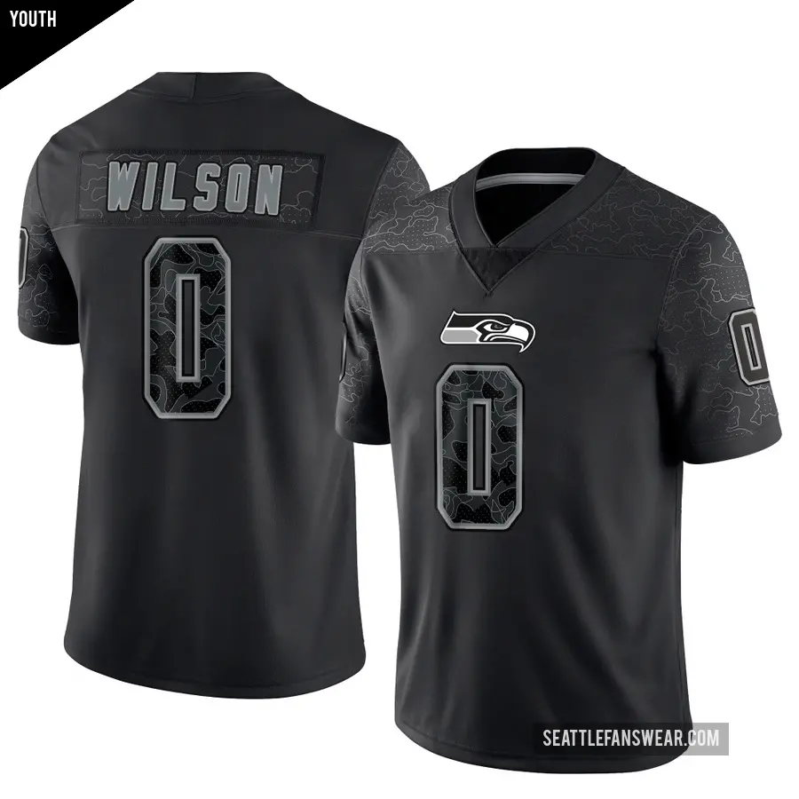 Youth Seattle Seahawks ＃0 Emanuel Wilson Black Limited Reflective Jersey