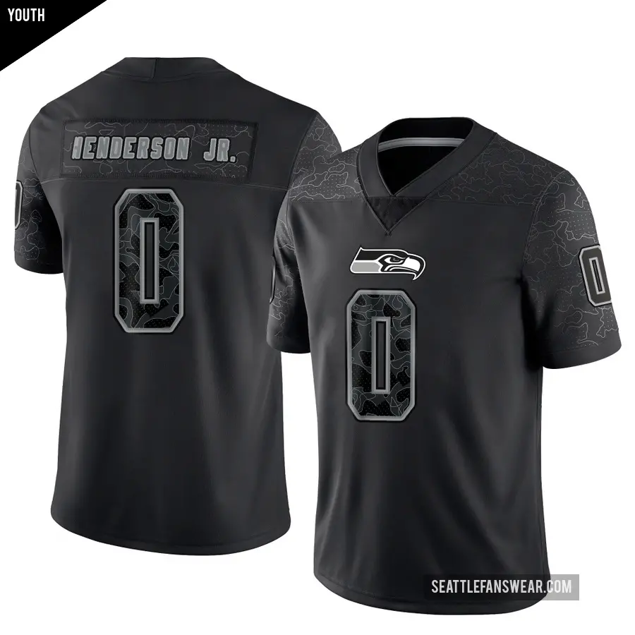 Youth Seattle Seahawks ＃0 Emmanuel Henderson Jr. Black Limited Reflective Jersey