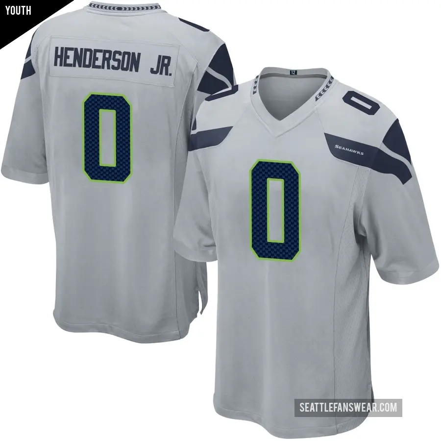 Youth Seattle Seahawks ＃0 Emmanuel Henderson Jr. Gray Game Alternate Jersey