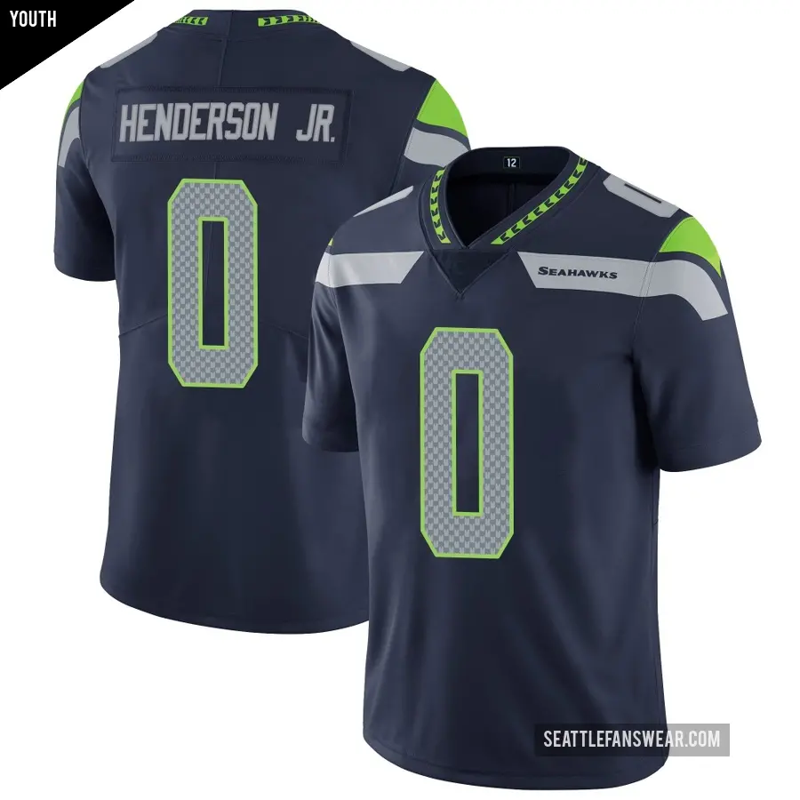 Youth Seattle Seahawks ＃0 Emmanuel Henderson Jr. Navy Limited Team Color Vapor Untouchable Jersey