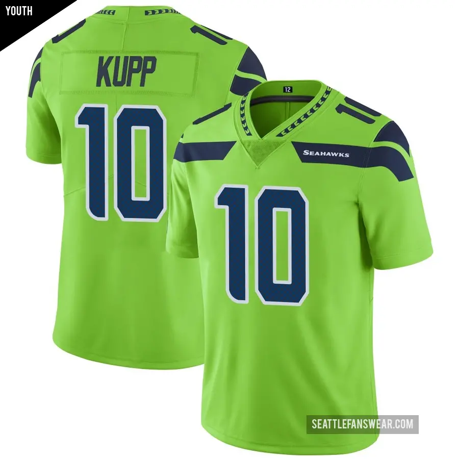 Youth Seattle Seahawks ＃10 Cooper Kupp Green Limited Color Rush Neon Jersey