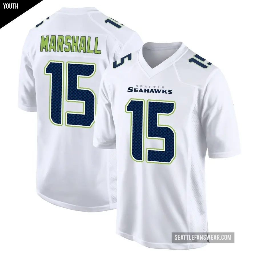 Youth Seattle Seahawks ＃15 Brandon Marshall White Game Tundra Fashion Jersey