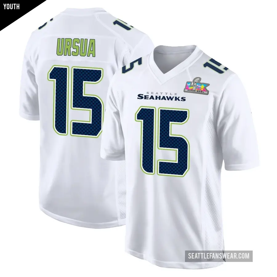 Youth Seattle Seahawks ＃15 John Ursua White Game Tundra Fashion Super Bowl LX Patch Jersey