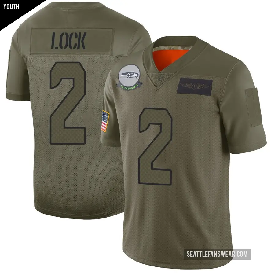 Youth Seattle Seahawks ＃2 Drew Lock Camo Limited 2019 Salute to Service Jersey