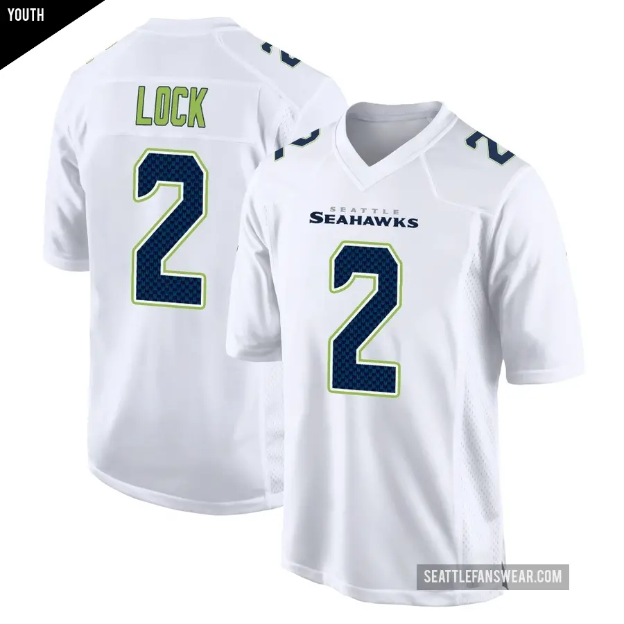 Youth Seattle Seahawks ＃2 Drew Lock White Game Tundra Fashion Jersey