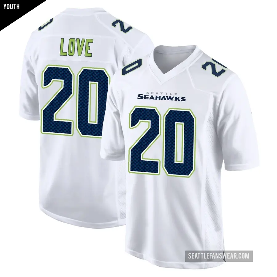 Youth Seattle Seahawks ＃20 Julian Love White Game Tundra Fashion Jersey