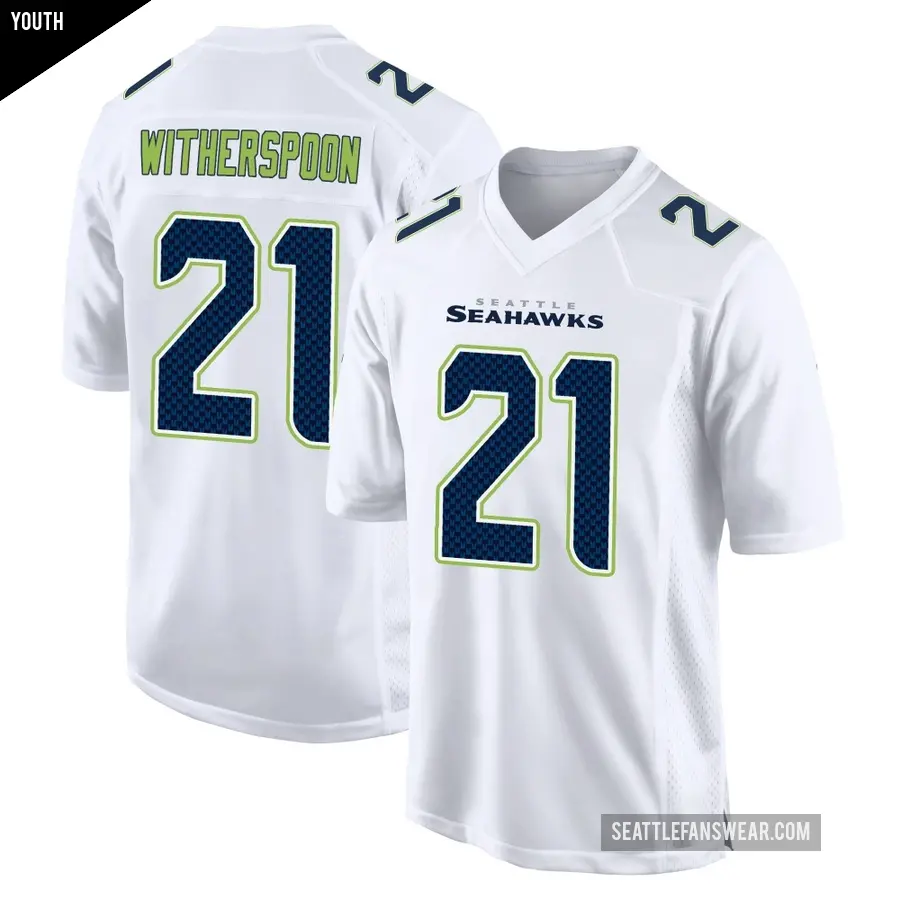 Youth Seattle Seahawks ＃21 Devon Witherspoon White Game Tundra Fashion Jersey