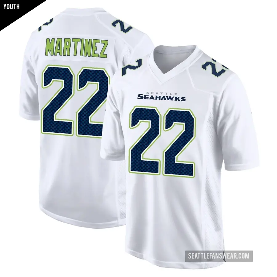 Youth Seattle Seahawks ＃22 Damien Martinez White Game Tundra Fashion Jersey