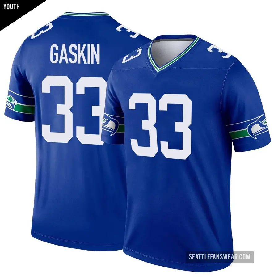 Youth Seattle Seahawks ＃33 Myles Gaskin Royal Legend Throwback Jersey