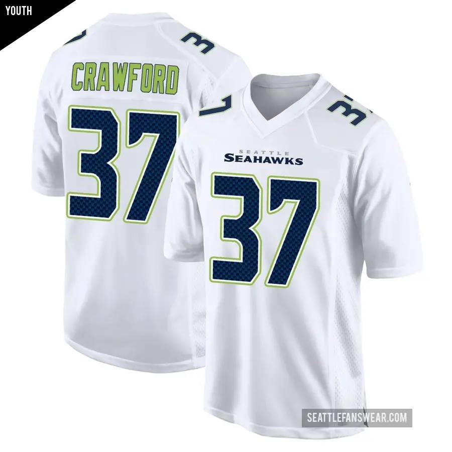 Youth Seattle Seahawks ＃37 Xavier Crawford White Game Tundra Fashion Jersey