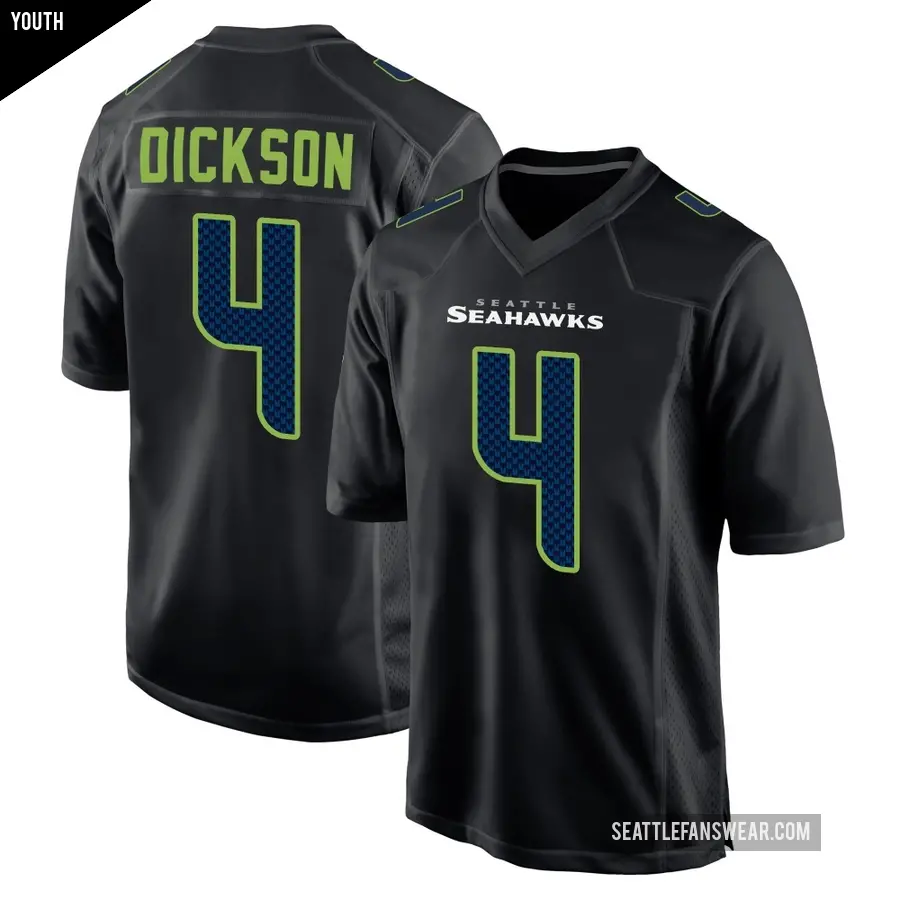 Youth Seattle Seahawks ＃4 Michael Dickson Black Game Carbon Fashion Jersey