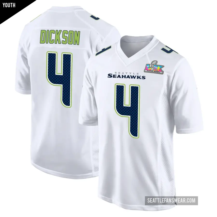 Youth Seattle Seahawks ＃4 Michael Dickson White Game Tundra Fashion Super Bowl LX Patch Jersey