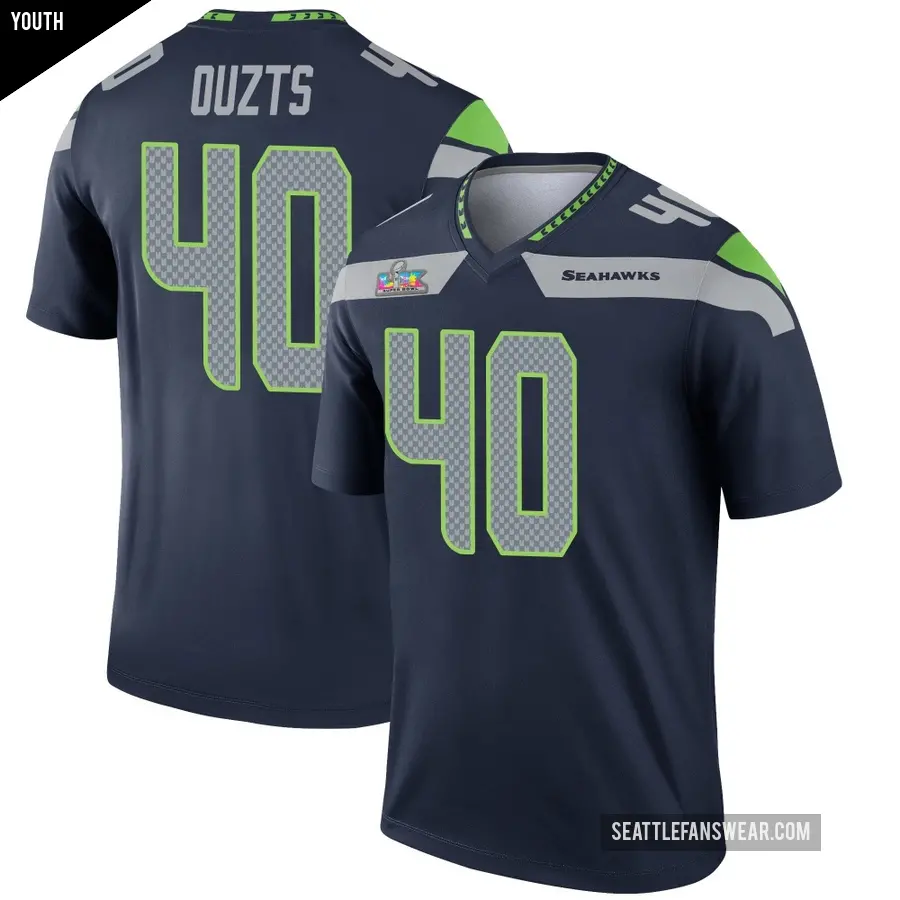Youth Seattle Seahawks ＃40 Robbie Ouzts Navy Legend Super Bowl LX Patch Jersey