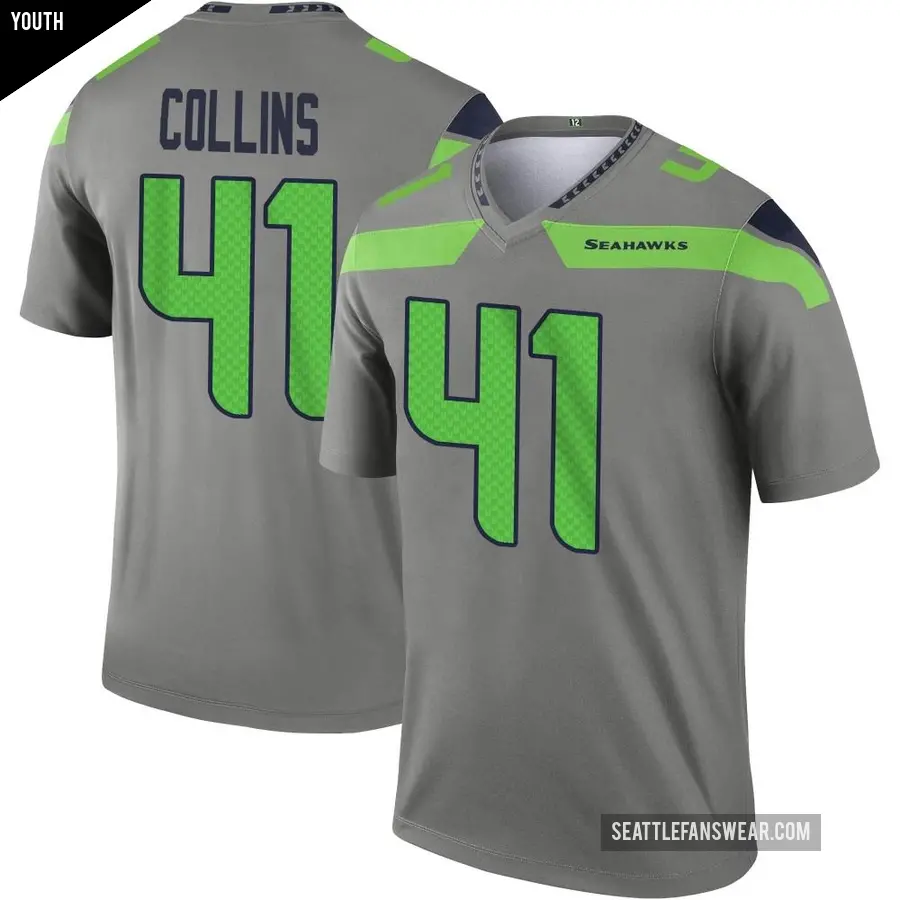 Youth Seattle Seahawks ＃41 Alex Collins Legend Steel Inverted Jersey