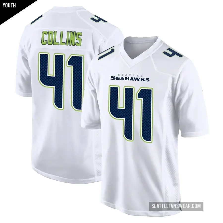 Youth Seattle Seahawks ＃41 Alex Collins White Game Tundra Fashion Jersey