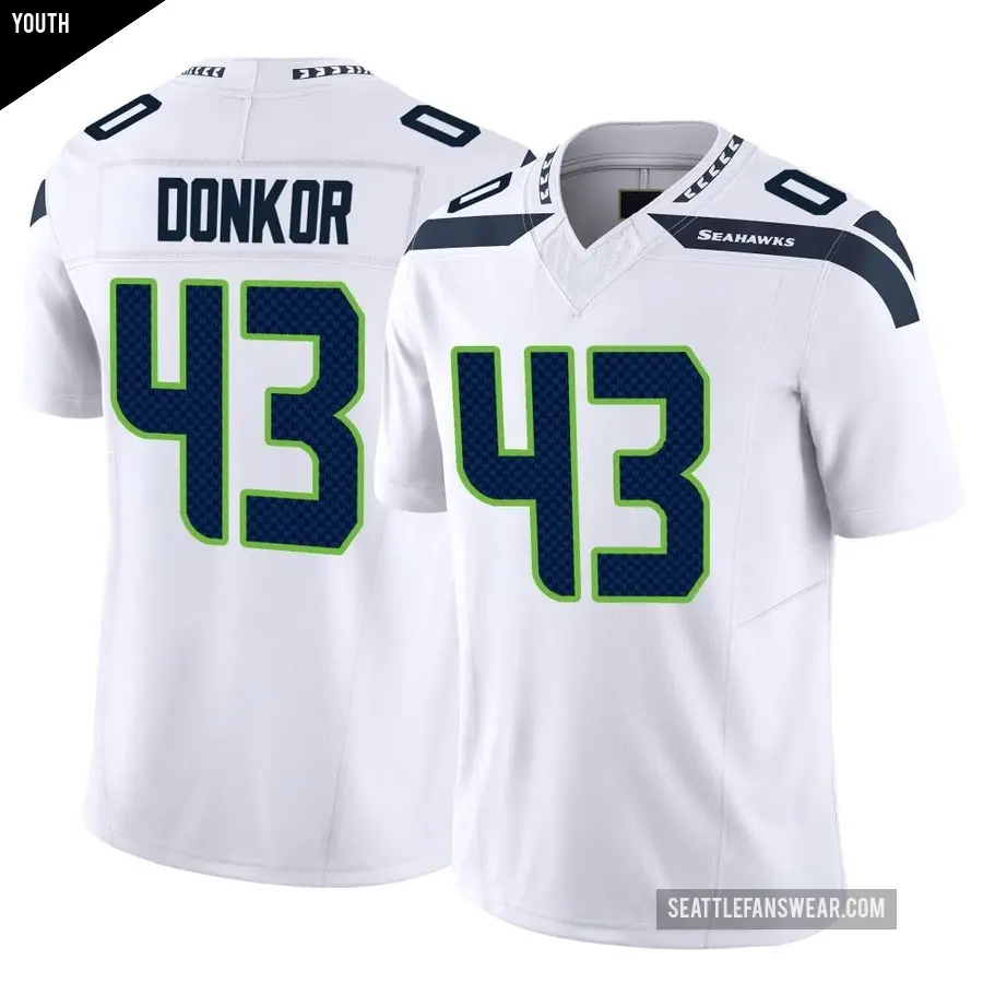 Youth Seattle Seahawks ＃43 Aaron Donkor White Limited Vapor F.U.S.E. Jersey