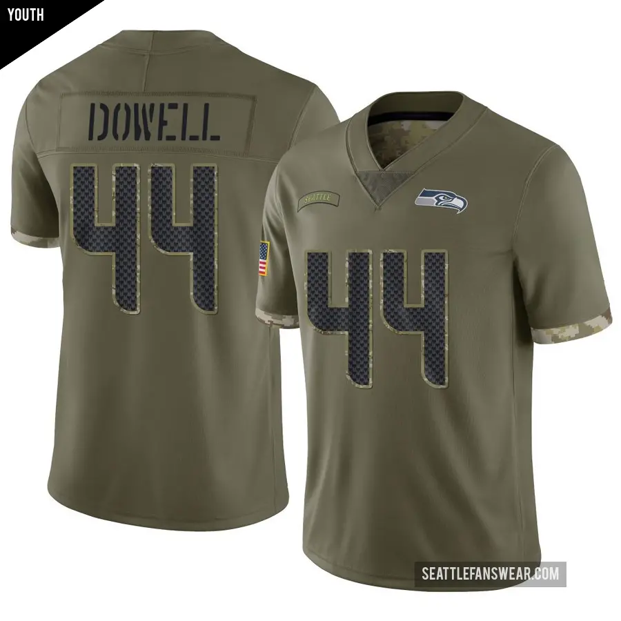 Youth Seattle Seahawks ＃44 Michael Dowell Olive Limited 2022 Salute To Service Jersey