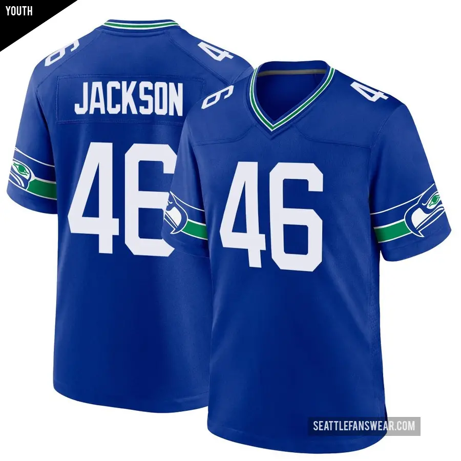 Youth Seattle Seahawks ＃46 D'Eryk Jackson Royal Game Throwback Jersey
