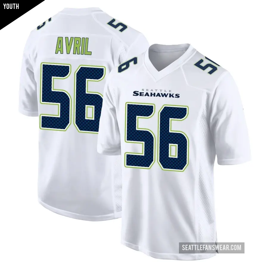 Youth Seattle Seahawks ＃56 Cliff Avril White Game Tundra Fashion Jersey