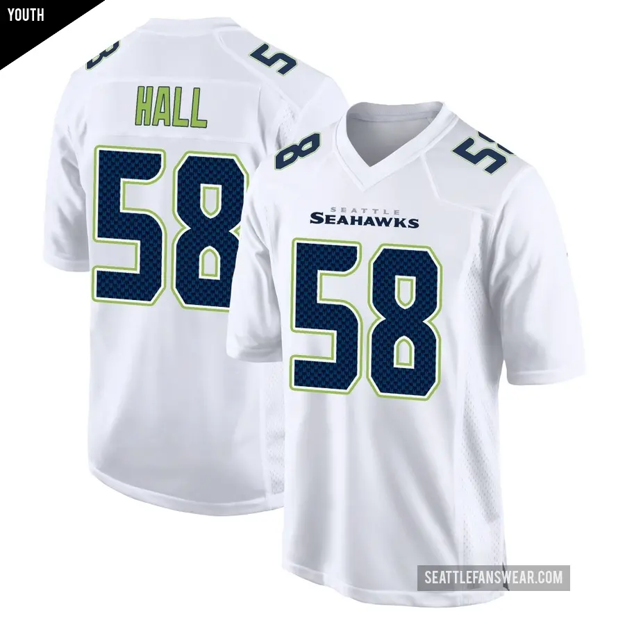 Youth Seattle Seahawks ＃58 Derick Hall White Game Tundra Fashion Jersey