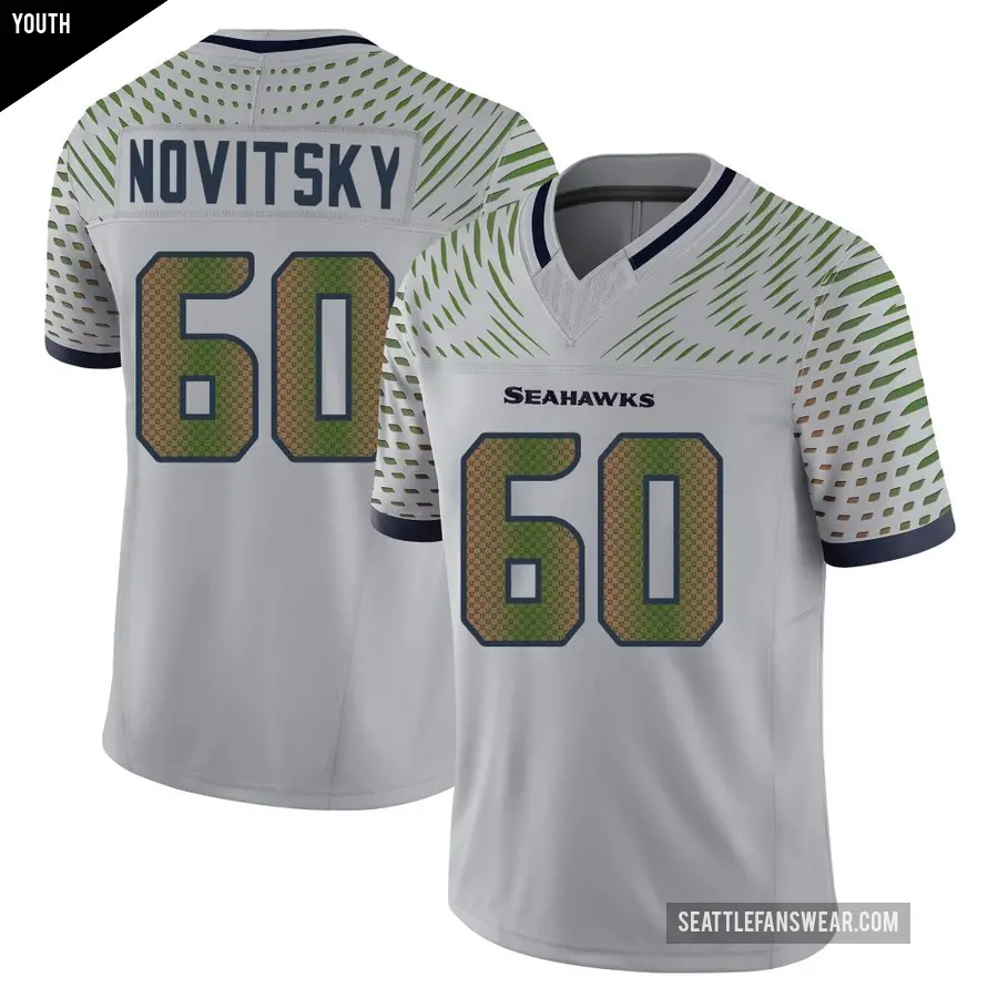 Youth Seattle Seahawks ＃60 Michael Novitsky Gray Limited Wolf 2025 Rivalries Collection Jersey