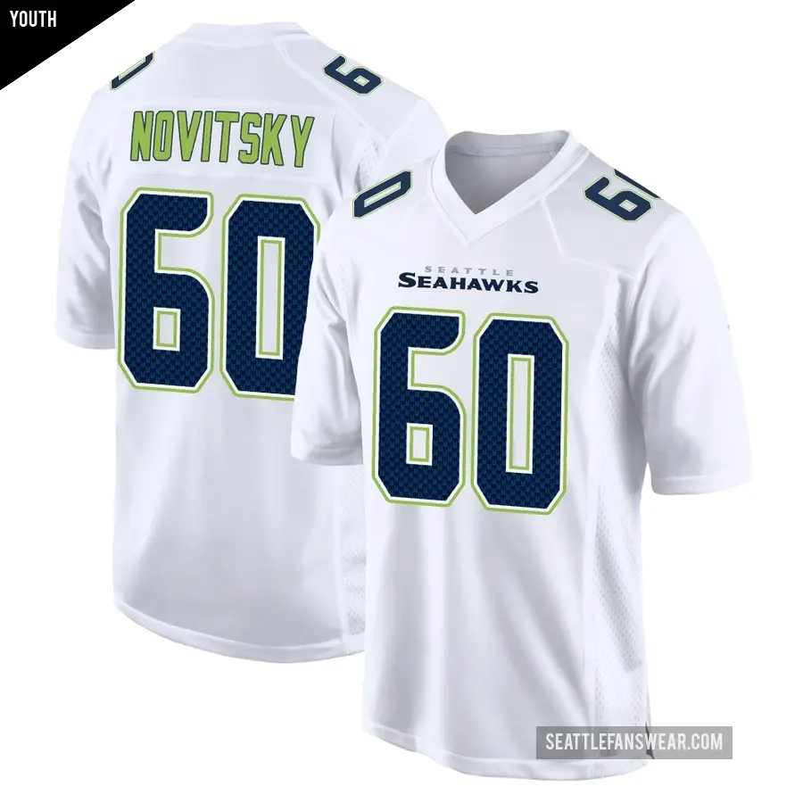 Youth Seattle Seahawks ＃60 Michael Novitsky White Game Tundra Fashion Jersey