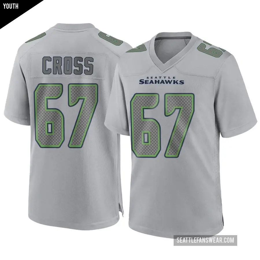 Youth Seattle Seahawks ＃67 Charles Cross Gray Game Atmosphere Fashion Jersey
