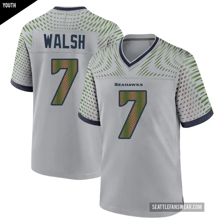 Youth Seattle Seahawks ＃7 Blair Walsh Gray Game Wolf 2025 Rivalries Collection Jersey