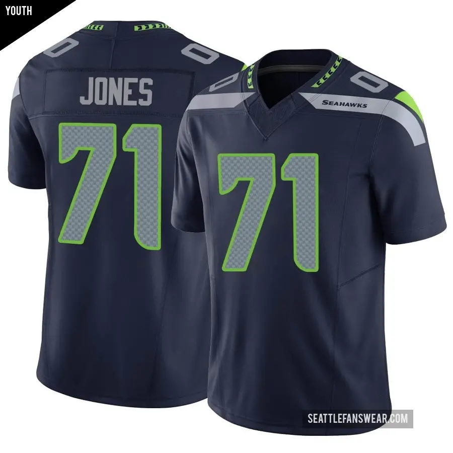Youth Seattle Seahawks ＃71 Walter Jones Navy Limited Vapor F.U.S.E. Jersey