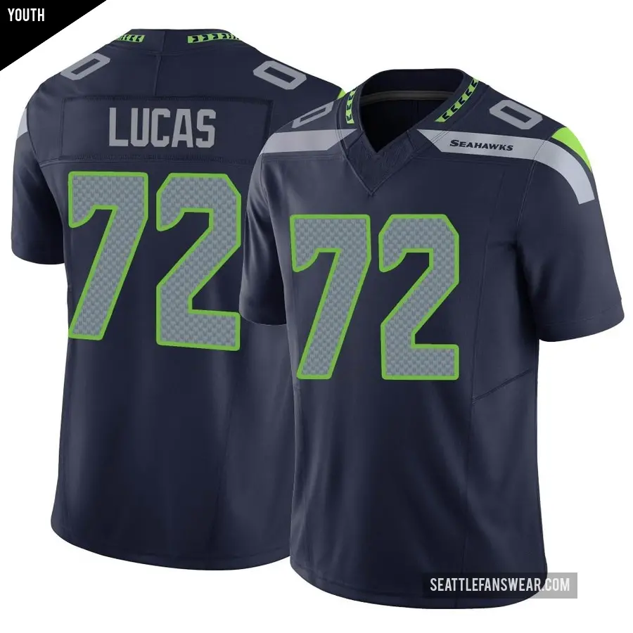 Youth Seattle Seahawks ＃72 Abraham Lucas Navy Limited Vapor F.U.S.E. Jersey
