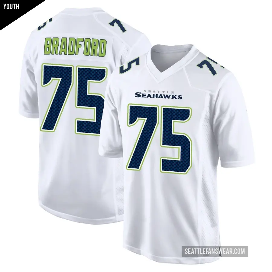 Youth Seattle Seahawks ＃75 Anthony Bradford White Game Tundra Fashion Jersey