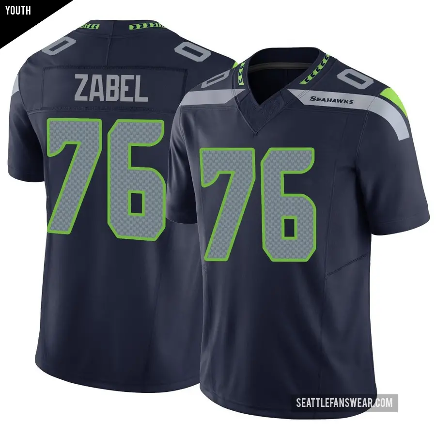 Youth Seattle Seahawks ＃76 Grey Zabel Navy Limited Vapor F.U.S.E. Jersey