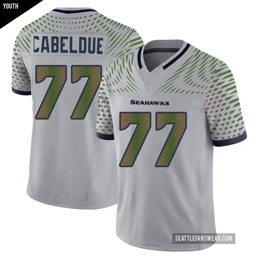 Youth Seattle Seahawks ＃77 Bryce Cabeldue Gray Limited Wolf 2025 Rivalries Collection Jersey