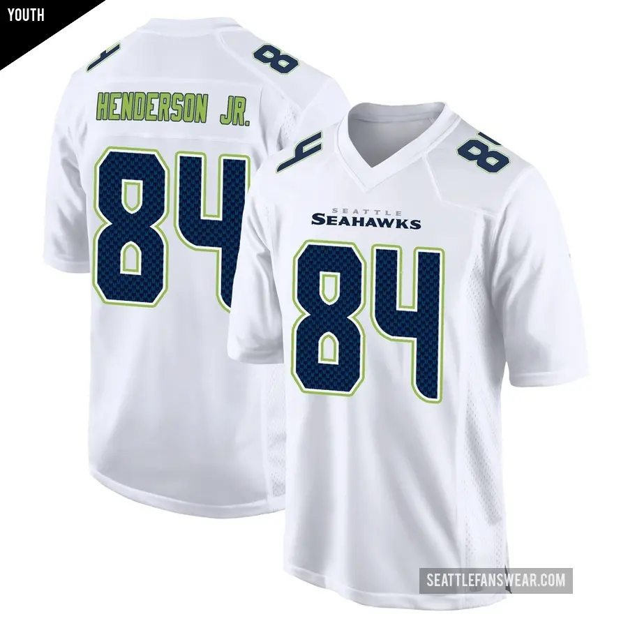 Youth Seattle Seahawks ＃84 Emmanuel Henderson Jr. White Game Tundra Fashion Jersey