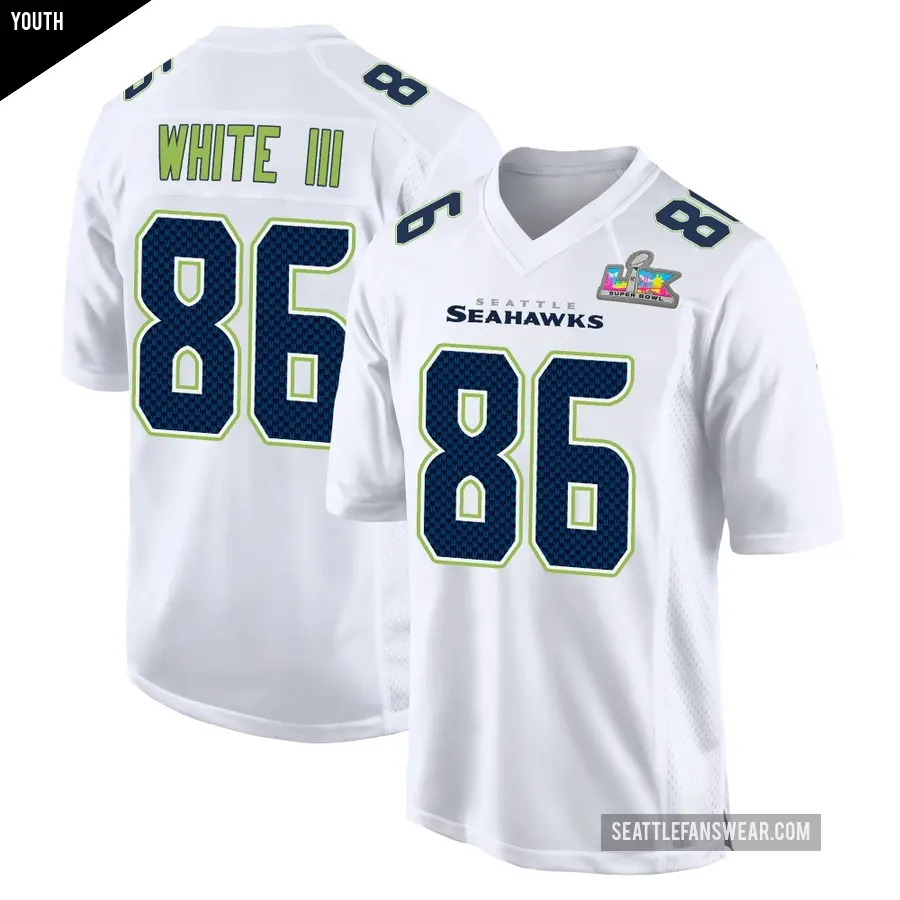 Youth Seattle Seahawks ＃86 Ricky White III White Game Tundra Fashion Super Bowl LX Patch Jersey