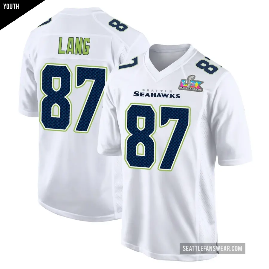Youth Seattle Seahawks ＃87 Marshall Lang White Game Tundra Fashion Super Bowl LX Patch Jersey