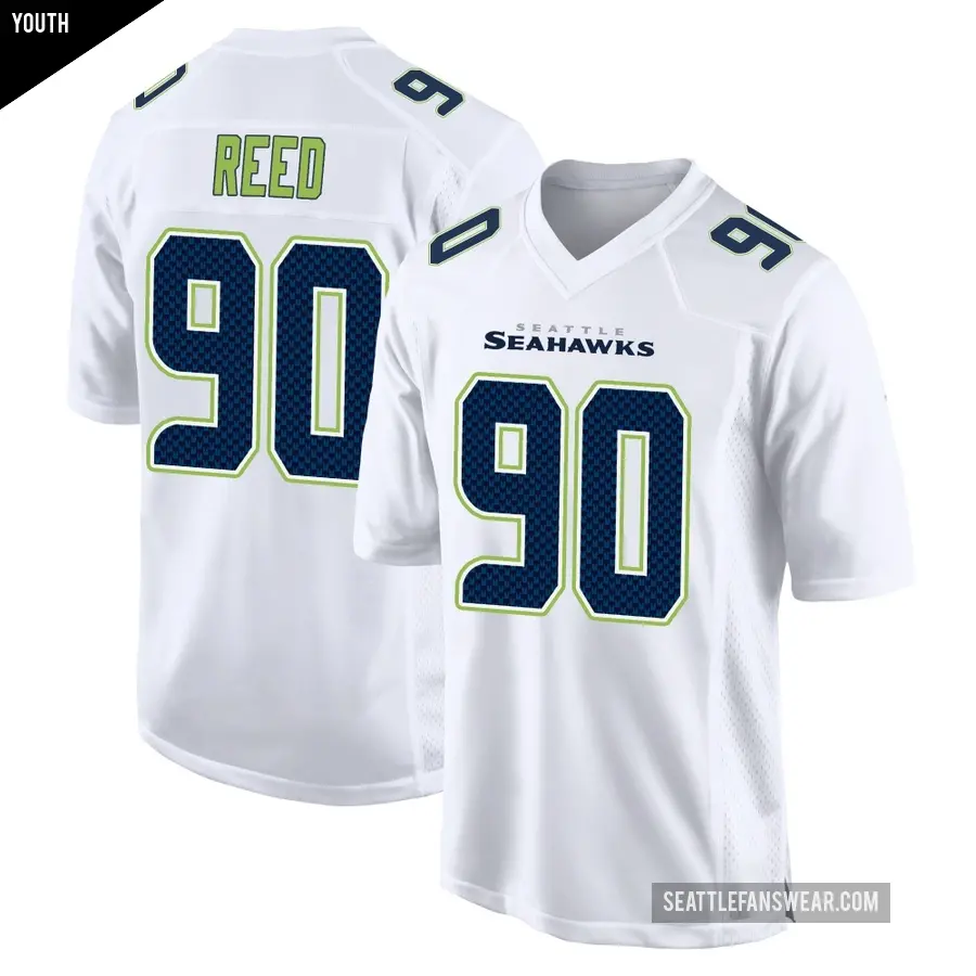 Youth Seattle Seahawks ＃90 Jarran Reed White Game Tundra Fashion Jersey