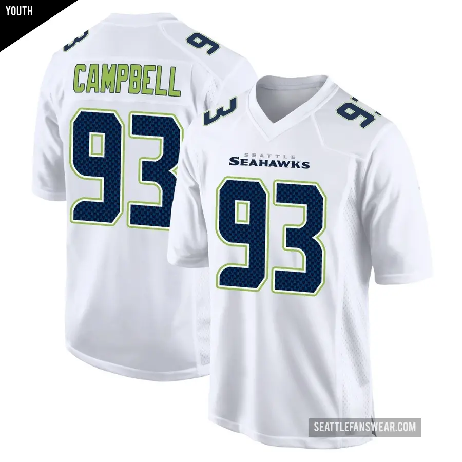 Youth Seattle Seahawks ＃93 Anthony Campbell White Game Tundra Fashion Jersey