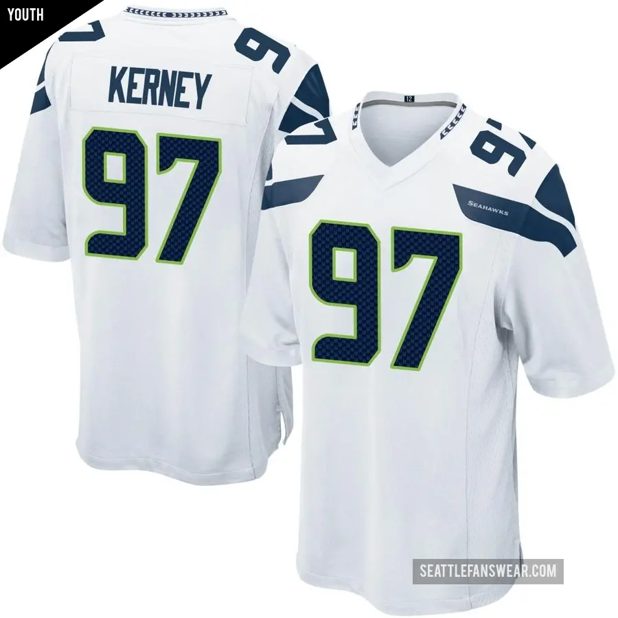 Youth Seattle Seahawks ＃97 Patrick Kerney White Game Jersey