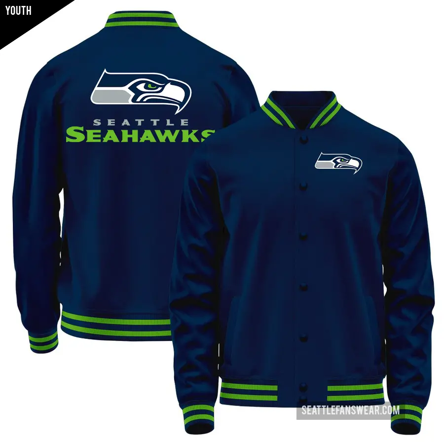 Youth Seattle Seahawks Navy Full-Snap Jacket