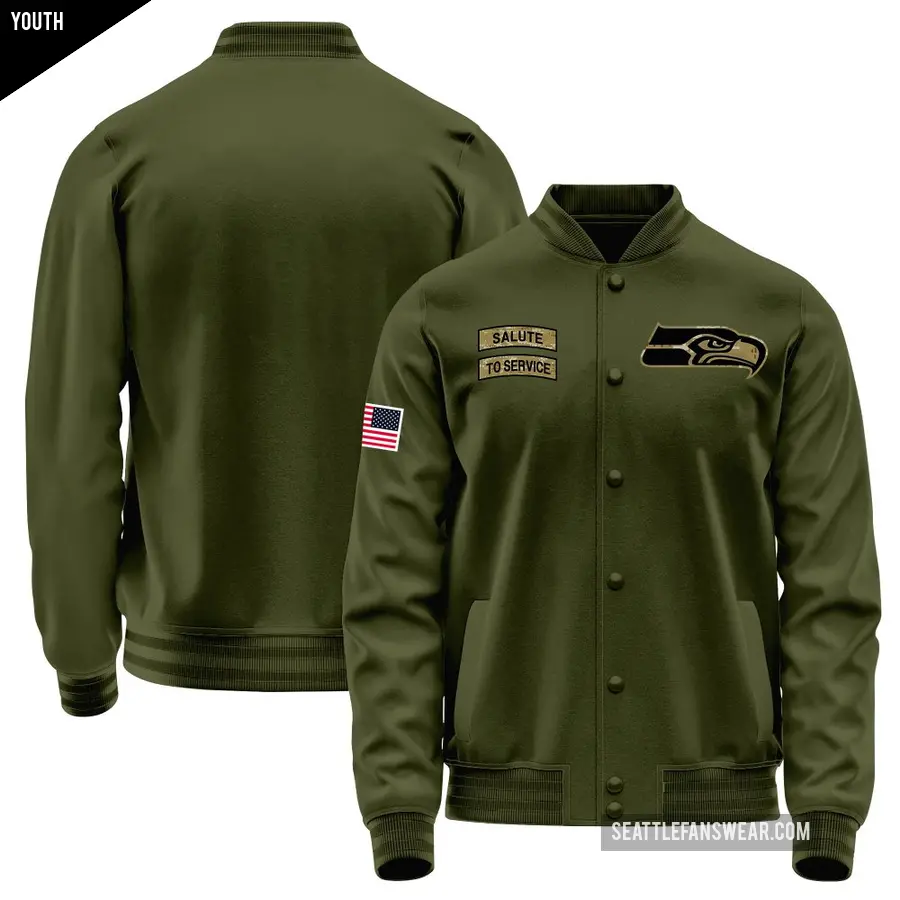 Youth Seattle Seahawks Olive Salute to Service Sideline Performance Jacket